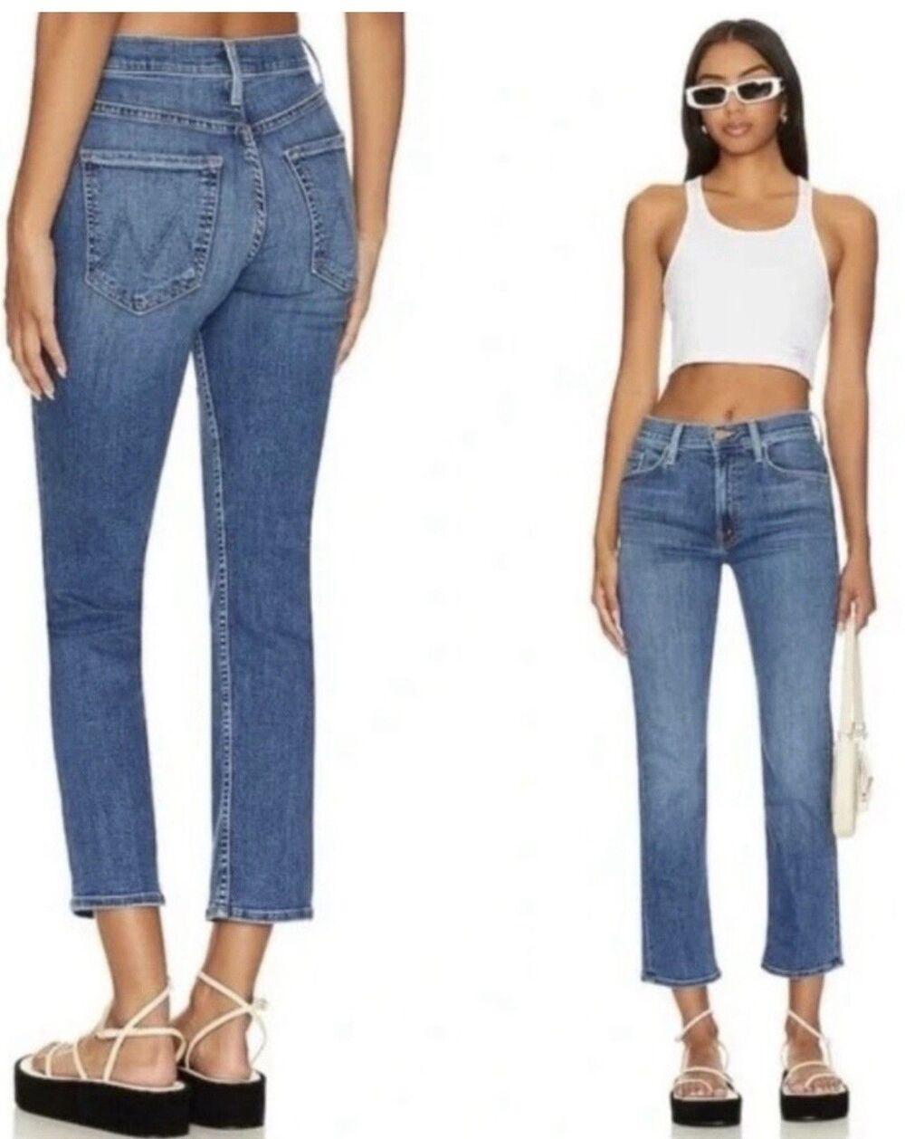 MOTHER The Mid Rise Rider Straight Ankle Jean in Right On Stretch Denim Size 25